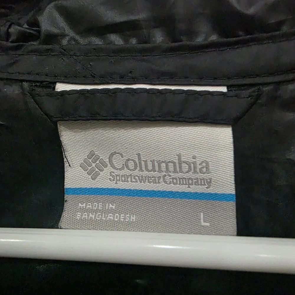 Columbia Womens Windbreaker Jacket Black Pink Full Zip‎ Hooded Shell Large
